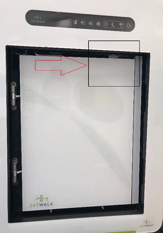 petWALK pet door with digital control panel, showing secure frame and chip access features for pets