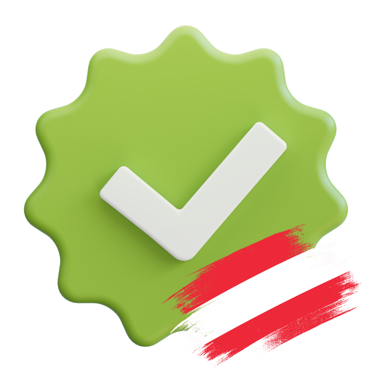 Ein Siegel mit Österreich Fahne um die Qualität und die Herkunft des Produkts zu symbolisieren.